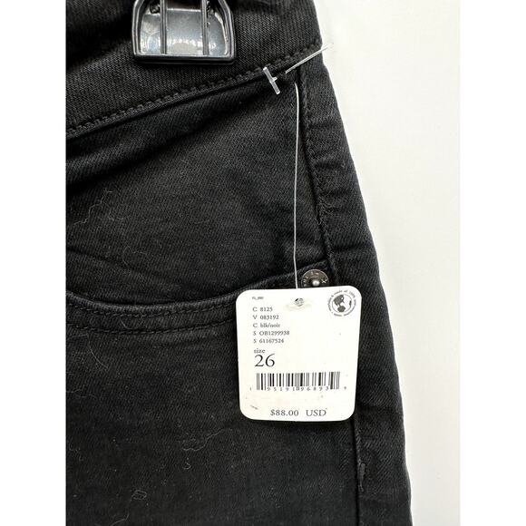 FREE PEOPLE NWT Black Denim Raw Hem Cut Off Shorts // 26 - Picture 3 of 7